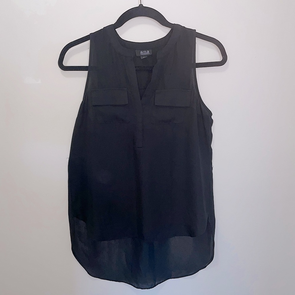 Black Sleeveless dress shirt/blouse XS